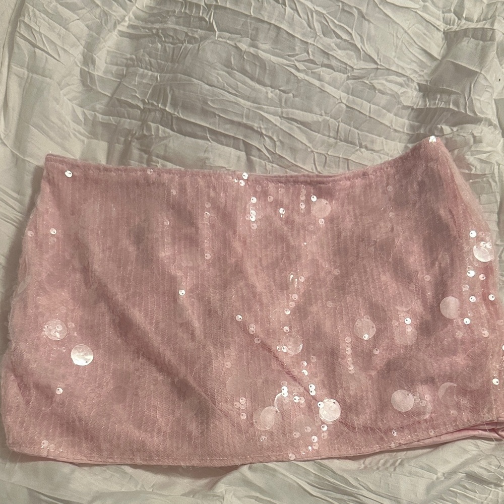 Pink Sequin Mini Skirt